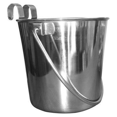 QT Dog Flat Sided Stainless Steel Bucket with Hooks -13 QT-Dog-QT Dog-PetPhenom