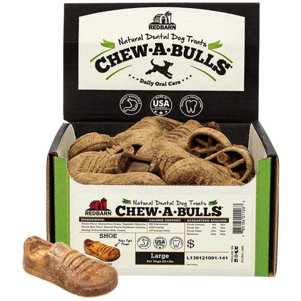 Redbarn Pet Products Chew-A-Bulls Shoe Dental Dog Treats Large, 25 count-Dog-Redbarn-PetPhenom