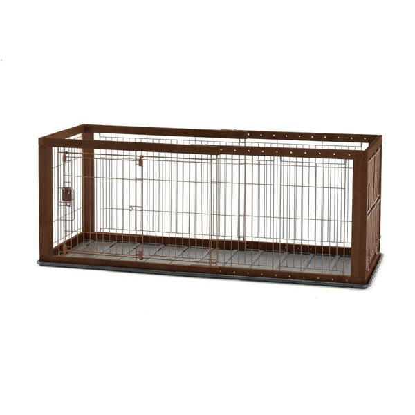 Richell Expandable Pet Crate with Floor Tray Small Brown 35.4" - 60.6" x 23.6" x 24"-Dog-Richell-PetPhenom