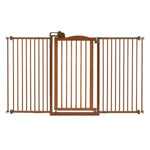 Richell One-Touch Tall and Wide Pressure Mounted Pet Gate II Brown 32.1" - 62.8" x 2" x 38.4"-Dog-Richell-PetPhenom