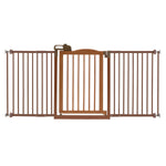 Richell One-Touch Wide Pressure Mounted Pet Gate II Brown 32.1" - 62.8" x 2" x 30.5"-Dog-Richell-PetPhenom