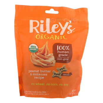 Riley's Organics Organic Dog Treats, Peanut Butter & Molasses Recipe, Small - Case of 6 - 5 OZ-Dog-Riley's Organics-PetPhenom