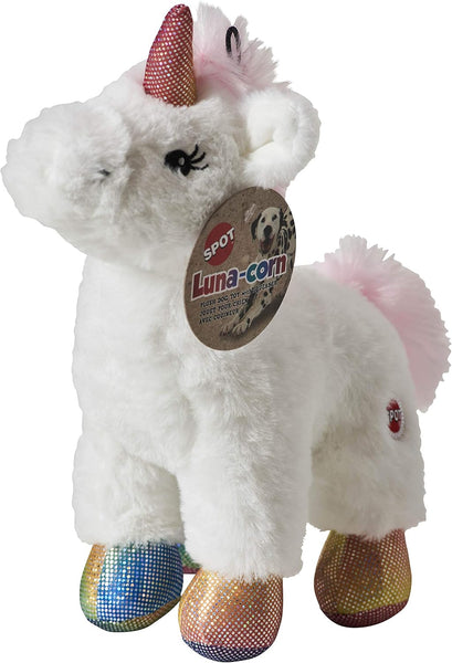 SPOT Luna-Corn Plush Dog Toy with Squeaker in Assorted Colors - 10 Inch