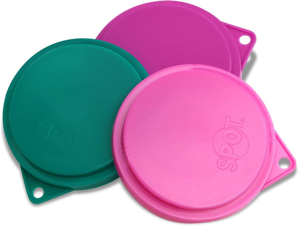 SPOT Pet Food Can Covers - Reusable Lids for Cat or Dog Food Tin Assorted Colors - 3 Pack