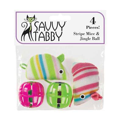 Savvy Tabby Stripe Mice & Jingle Ball-Cat-Savvy Tabby-PetPhenom