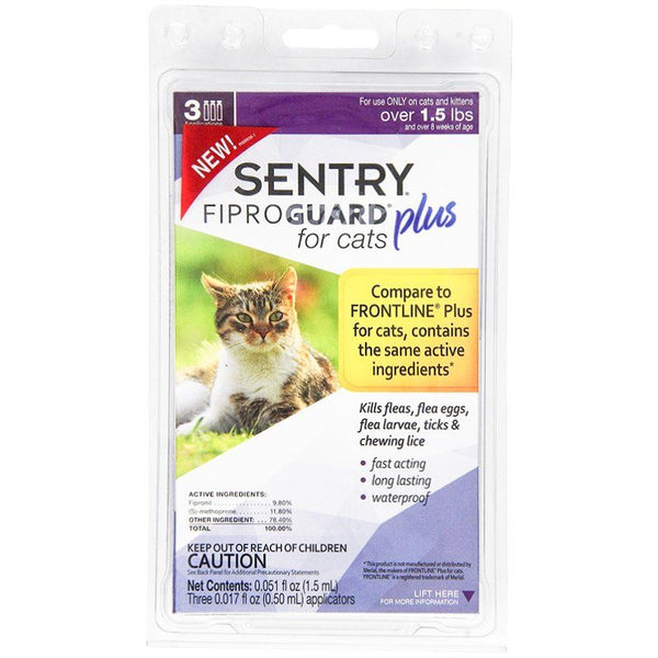 Sentry Fiproguard Plus for Cats & Kittens, 3 Applications - (Cats over 1.5 lbs)-Cat-Sentry-PetPhenom
