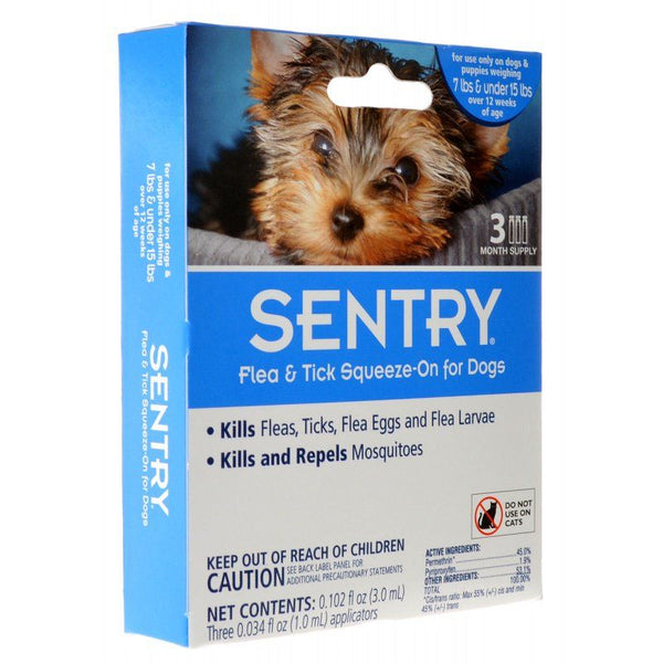 Sentry Flea & Tick Squeeze-On for Dogs, Small - 3 Count - (Dogs 7-15 lbs)-Dog-Sentry-PetPhenom