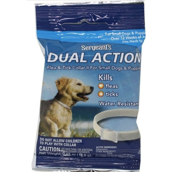 Sergeants Dual Action Flea and Tick Collar II for Small Dogs and Puppies Neck Size 15", 1 count-Dog-Sergeants-PetPhenom