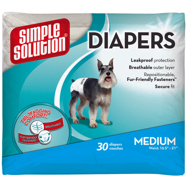 Simple Solution Disposable Dog Diapers 30 pack Medium White-Dog-Simple Solution-PetPhenom