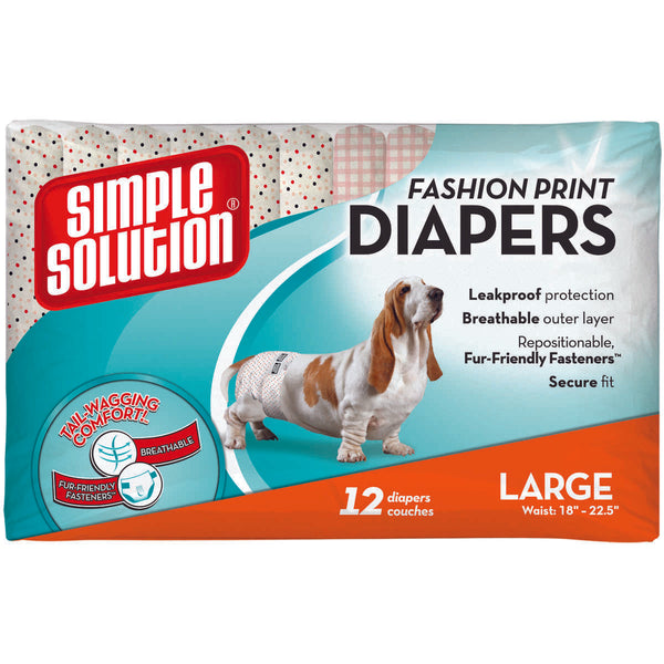 Simple Solution Fashion Disposable Dog Diapers 12 pack Large Pink-Dog-Simple Solution-PetPhenom