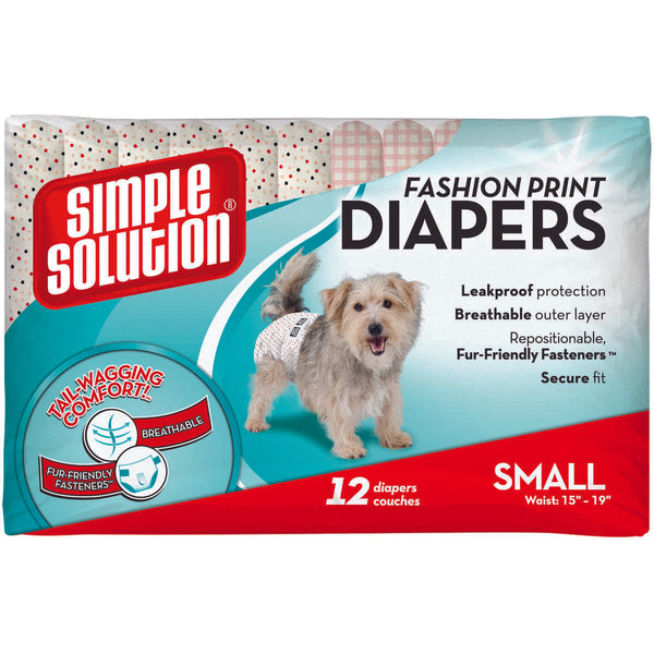Simple Solution Fashion Disposable Dog Diapers 12 pack Small Pink-Dog-Simple Solution-PetPhenom