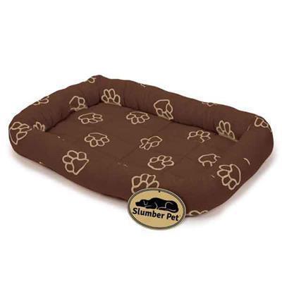 Slumber Pet Embroidered Pawprint Crate Beds - Brown -Large-Dog-Slumber Pet-PetPhenom