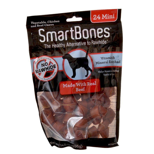 SmartBones Beef & Vegetable Dog Chews, Mini - 24 Pack - 2.5" Bones - (5-10 lb Dogs)-Dog-Smartbones-PetPhenom