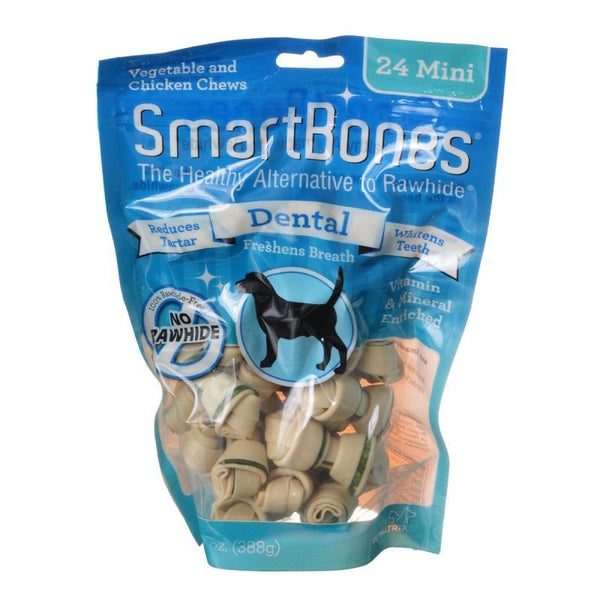 SmartBones Dental Bones - Chicken & Vegetable Dog Chews, Mini - 2" Long - Dogs under 20 Lbs (24 Pack)-Dog-Smartbones-PetPhenom