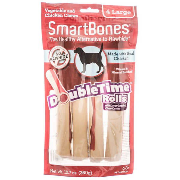 SmartBones DoubleTime Roll Chews for Dogs - Chicken, Large - 4 Pack - (7.5" Long - For Dogs Over 50 lbs)-Dog-Smartbones-PetPhenom