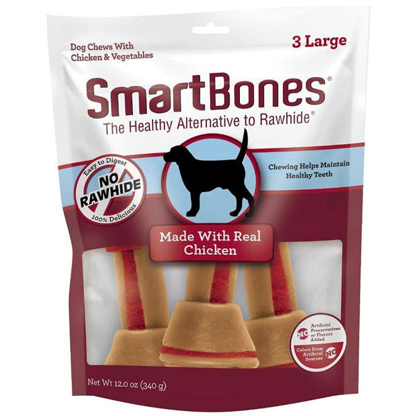 SmartBones Large Vegetable and ChickenBones Rawhide Free Dog Chew, 3 count-Dog-Smartbones-PetPhenom