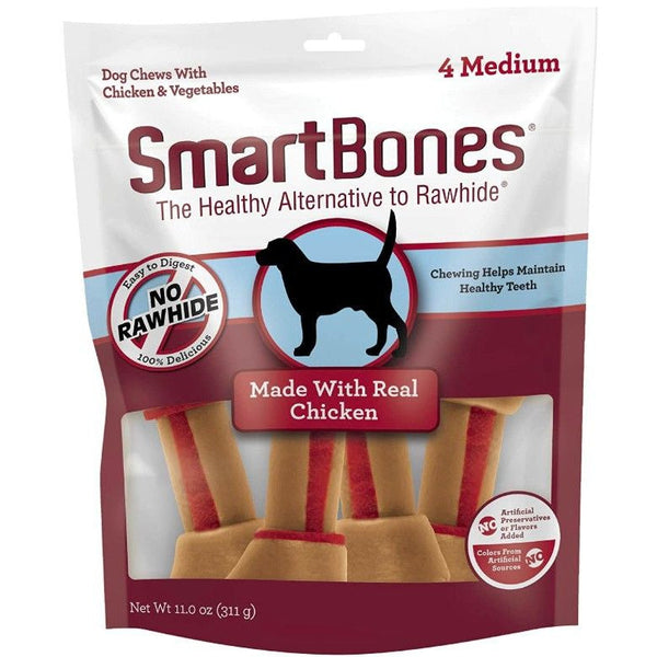 SmartBones Medium Vegetable and ChickenBones Rawhide Free Dog Chew, 4 count-Dog-Smartbones-PetPhenom