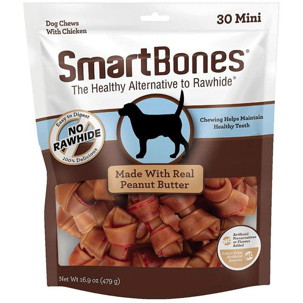 SmartBones Mini Chicken and Peanut Butter Bones Rawhide Free Dog Chew, 30 count-Dog-Smartbones-PetPhenom