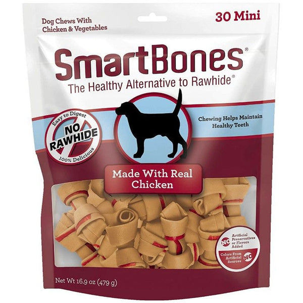 SmartBones Mini Vegetable and Chicken Bones Rawhide Free Dog Chew, 30 count-Dog-Smartbones-PetPhenom