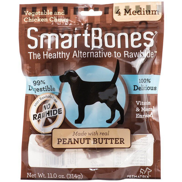 SmartBones Peanut Butter Dog Chews, Medium - 5" Long - Dogs 20-40 Lbs (4 Pack)-Dog-Smartbones-PetPhenom