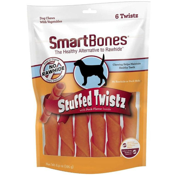 SmartBones Stuffed Twistz Vegetable and Pork Rawhide Free Dog Chew, 6 count-Dog-Smartbones-PetPhenom