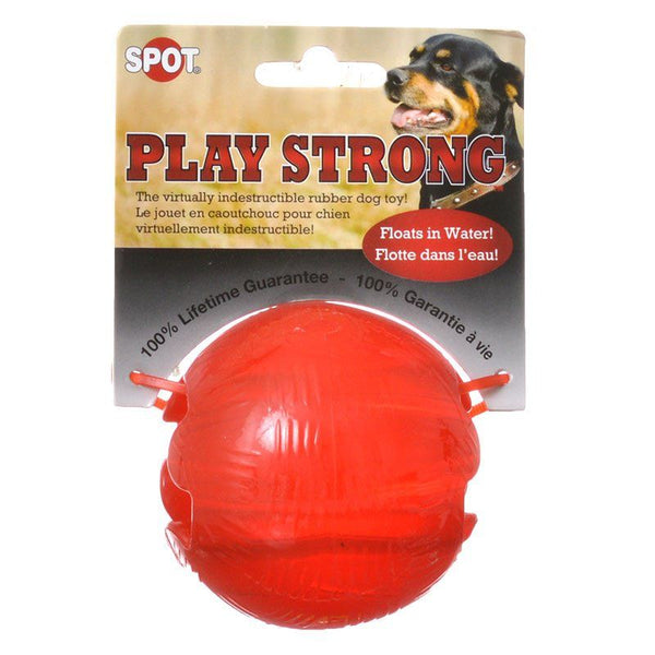 Spot Play Strong Rubber Ball Dog Toy - Red, 3.25" Diameter-Dog-Spot-PetPhenom