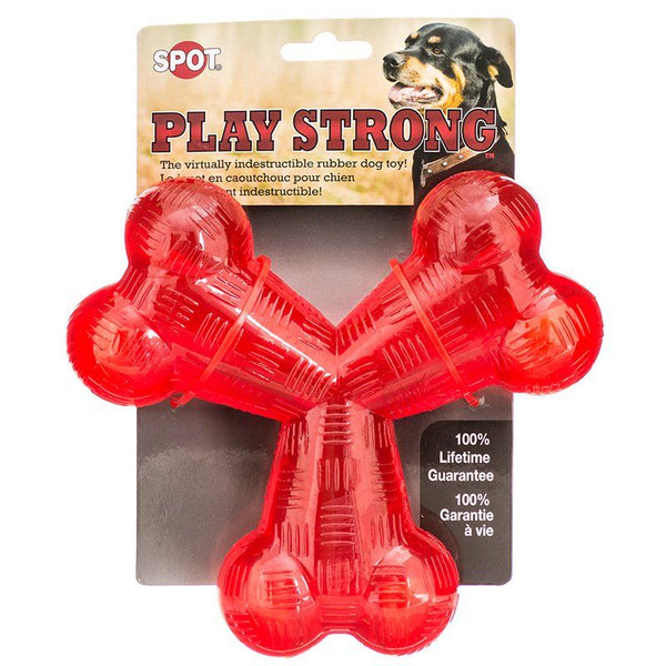 Spot Play Strong Rubber Trident Dog Toy - Red, 6" Diameter-Dog-Spot-PetPhenom