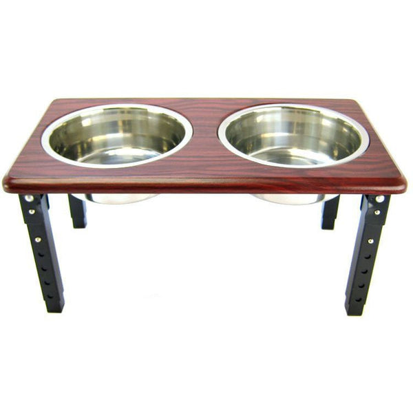 Spot Posture Pro Double Diner - Stainless Steel & Cherry Wood, 2 Quart (8"-12" Adjustable Height)-Dog-Spot-PetPhenom