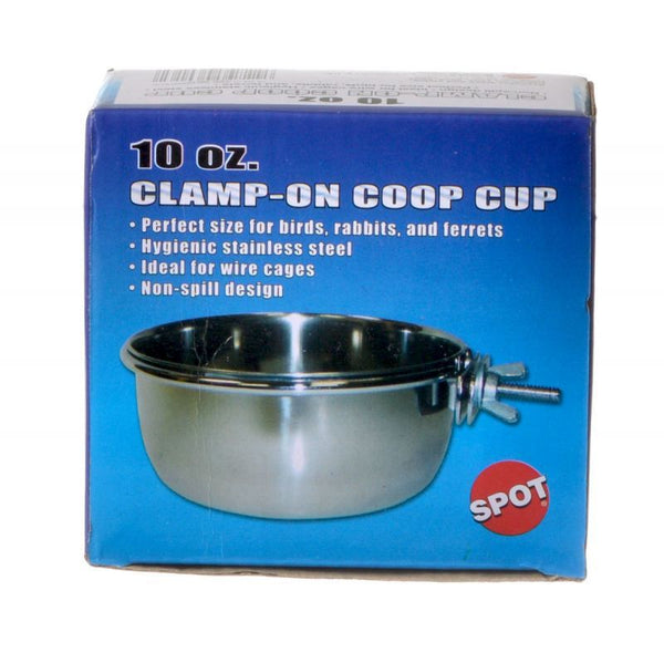 Spot Stainless Steel Coop Cup with Bolt Clamp, 10 oz-Bird-Spot-PetPhenom