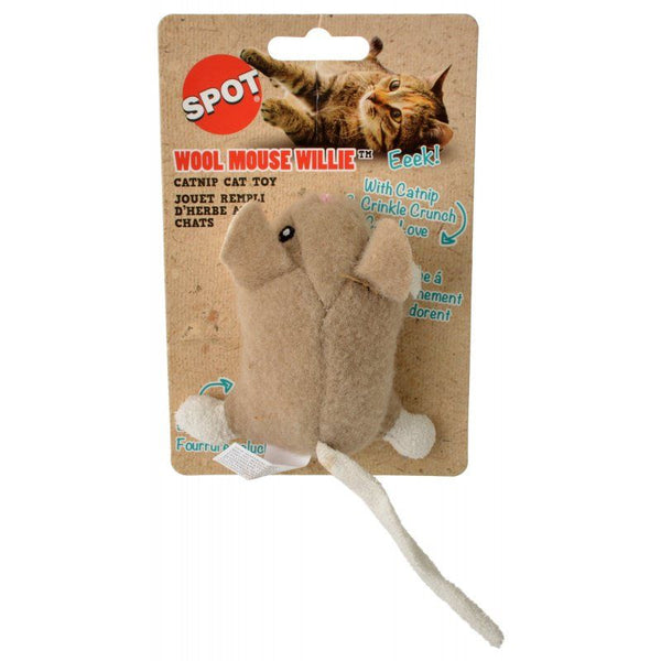 Spot Wool Mouse Willie Catnip Toy - Assorted Colors, 1 Count (3.5" Long)-Cat-Spot-PetPhenom