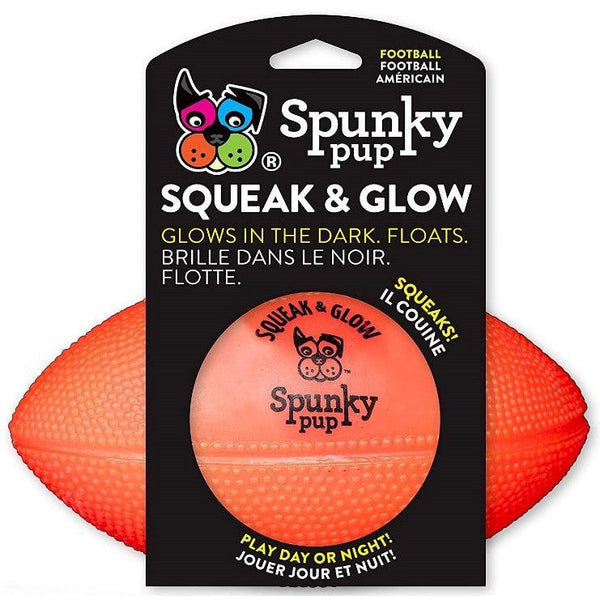 Spunky Pup Squeak and Glow Football Dog Toy Assorted, 1 count-Dog-Spunky Pup-PetPhenom