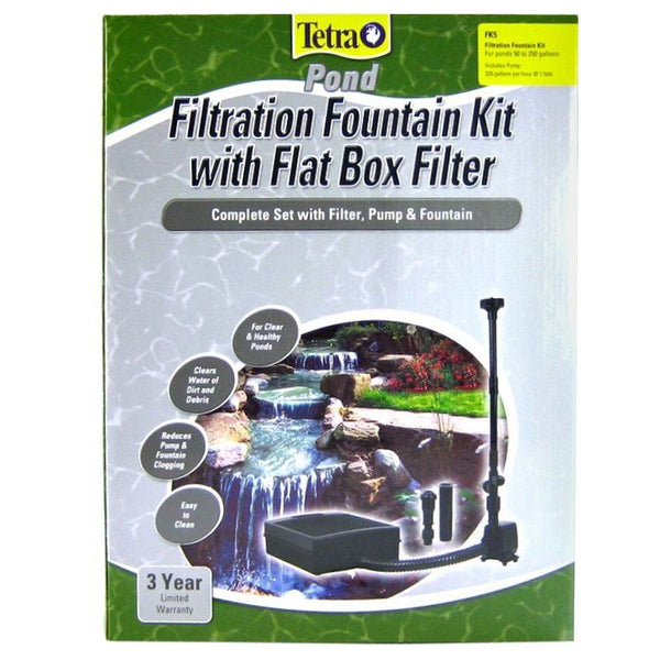 Tetra Pond Filtration Fountain Kit with Submersible Flat Box Filter, FK5 - 325 GPH - For Ponds up to 250 Gallons-Fish-Tetra Pond-PetPhenom
