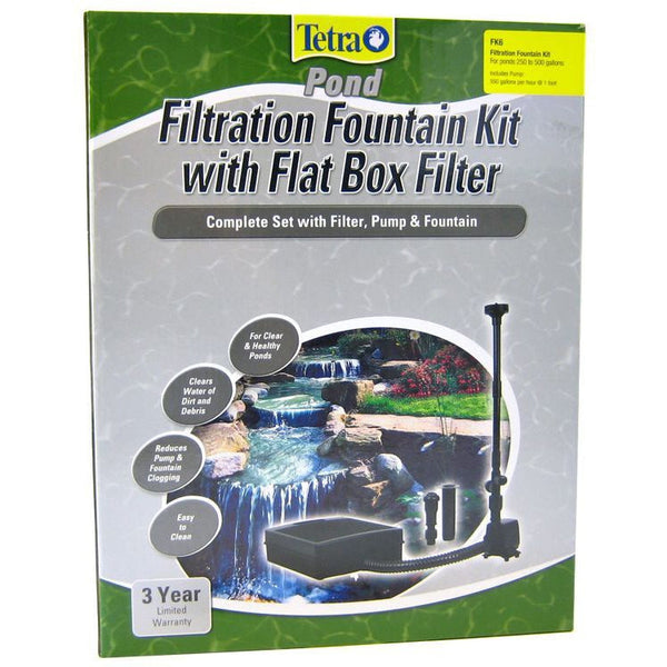 Tetra Pond Filtration Fountain Kit with Submersible Flat Box Filter, FK6 - 550 GPH - For Ponds up to 500 Gallons-Fish-Tetra Pond-PetPhenom