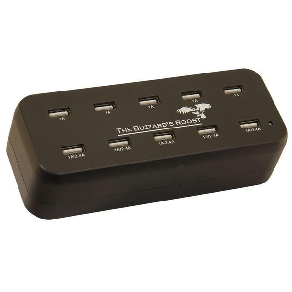 The Buzzard's Roost 10 Port Multi Charger for Garmin Alpha, DC50, TT10, T5 or TT15 Black 6" x 2.5" x 2.5"-Dog-The Buzzard's Roost-PetPhenom