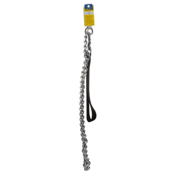 Titan Chain Lead with Nylon Handle - Black, X-Heavy Chain - 48" Long-Dog-Titan-PetPhenom