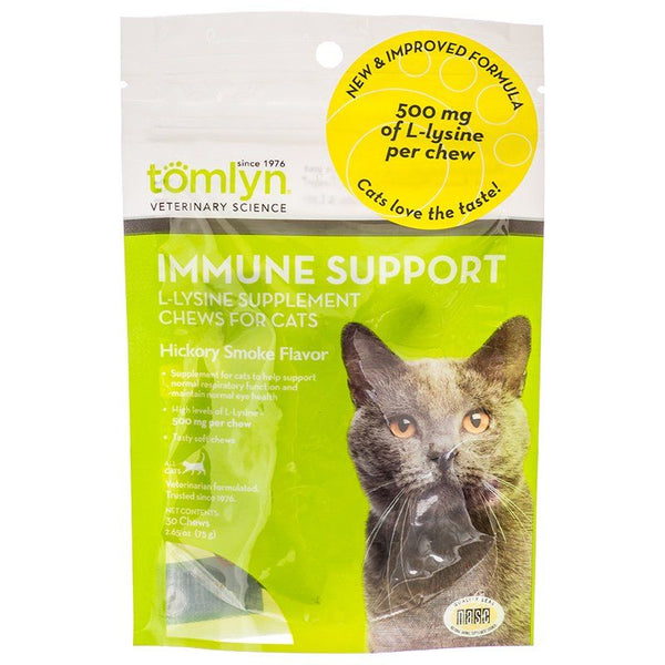 Tomlyn Immune Support L-Lysine Chews for Cats, 30 Chews - (500 mg L-Lysine per Chew)-Cat-Tomlyn-PetPhenom