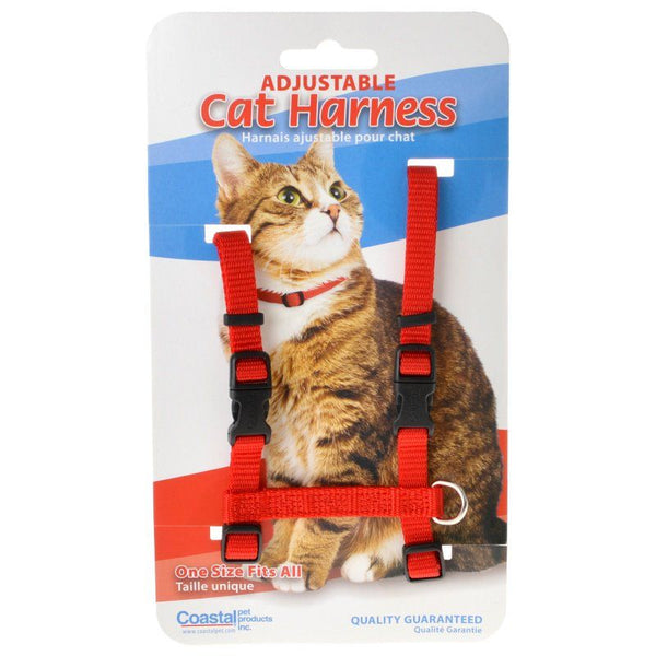 Tuff Collar Nylon Adjustable Cat Harness - Red, Girth Size 10"-18"-Cat-Tuff Collar-PetPhenom