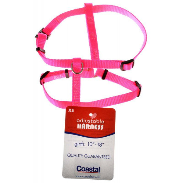 Tuff Collar Nylon Adjustable Dog Harness - Neon Pink, X-Small (Girth Size 10"-14")-Dog-Tuff Collar-PetPhenom