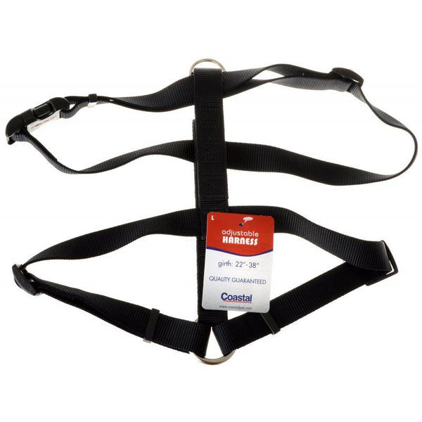 Tuff Collar Nylon Adjustable Harness - Black, Large (Girth Size 22"-38")-Dog-Tuff Collar-PetPhenom