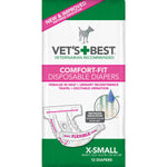 Vet's Best Comfort-Fit Disposable Female Dog Diaper 12 pack Extra Small White 7.5" x 3.44" x 4"-Dog-Vet's Best-PetPhenom