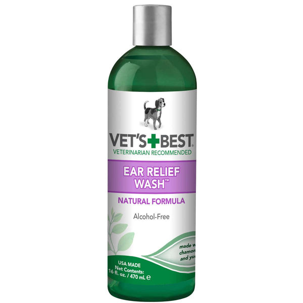 Vet's Best Dog Ear Relief Wash 16oz Green 2.5" x 2.5" x 8.5"-Dog-Vet's Best-PetPhenom