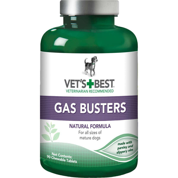 Vet's Best Dog Supplement Gas Busters 90 Tablets Green 3" x 3" x 5.75"-Dog-Vet's Best-PetPhenom