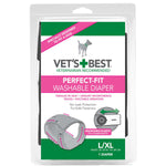 Vet's Best Perfect-Fit Washable Female Dog Diaper 1 pack Large / Extra Large Gray 6" x 2.13" x 9"-Dog-Vet's Best-PetPhenom