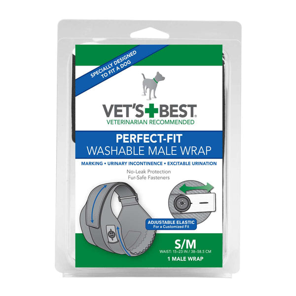 Vet's Best Perfect-Fit Washable Male Wrap 1 pack Small / Medium Black 5.44" x 1.75" x 7.75"-Dog-Vet's Best-PetPhenom
