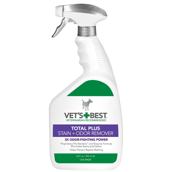 Vet's Best Pet Total Plus Stain and Odor Remover 32oz White 4.8" x 2.9" x 10.75"-Dog-Vet's Best-PetPhenom