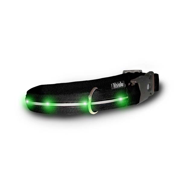 Visiglo Nylon Collar with LED Lights Large Black / Jade Green-Dog-Visiglo-PetPhenom