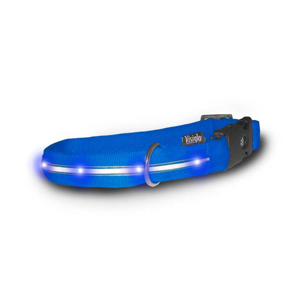 Visiglo Nylon Collar with LED Lights Medium Blue / Blue-Dog-Visiglo-PetPhenom