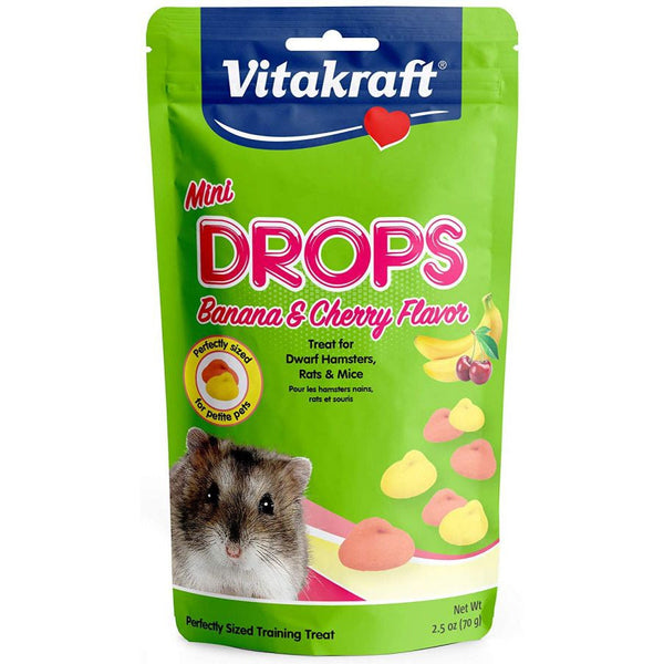 Vitakraft Mini Drops Treat for Hamsters, Rats & Mice - Banana & Cherry Flavor, 2.5 oz-Small Pet-Vitakraft-PetPhenom