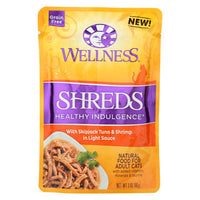 Wellness Pet Products Cat Food - Shreds with Skipjack Tuna and Shrimp In Light Sauce - Case of 24 - 3 oz.-Cat-Wellness Pet Products-PetPhenom