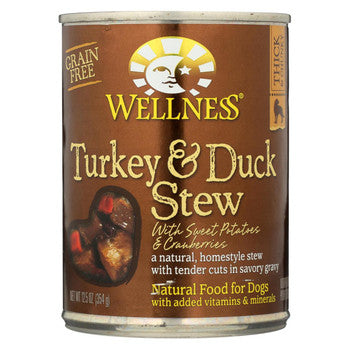 Wellness Pet Products Dog Food - Turkey and Duck with Sweet Potatoes and Cranberries - Case of 12 - 12.5 oz.-Dog-Wellness Pet Products-PetPhenom